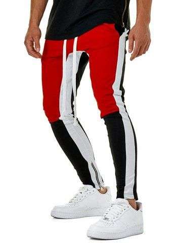 Contrast Hem Zipper Track Pants - Small