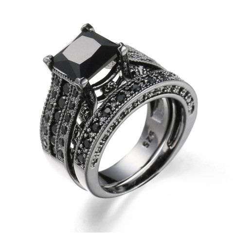 2PCS Ladies Fashion Crystal Diamond Vintage Rings