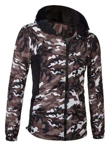 Camo Bomber Hooded Zipper Flying Jacket For Men