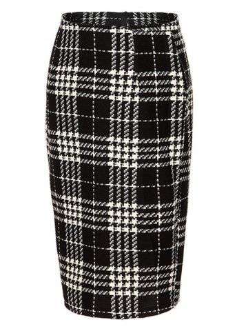 High Waist Plaid Midi Pencil Skirt - Large
