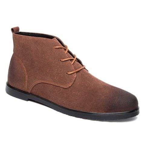 Lace Up Suede Ankle Boots - 41