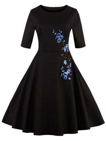 Embroidered Floral Semi Formal Dress