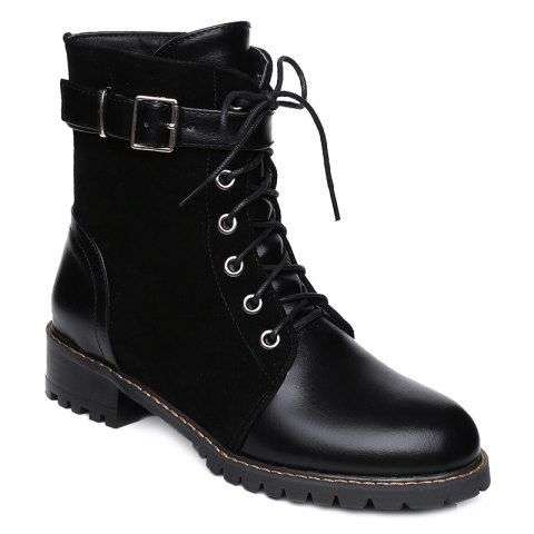 Suede Spliced Combat Boots