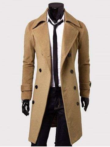 Turn Down Collar Long Sleeve Coat - Large