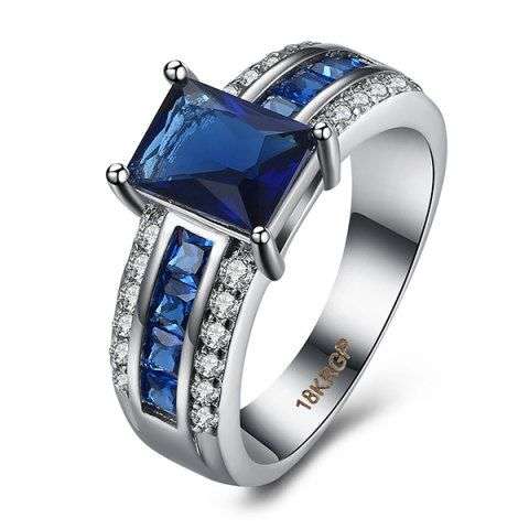 Rhinestone Artificial Sapphire Ring - 9