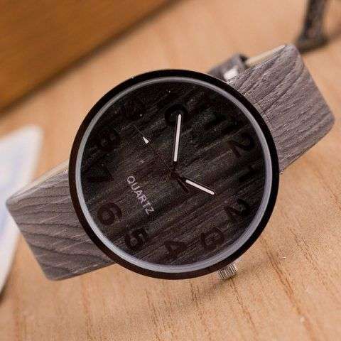 Faux Leather Wood Grain Watch