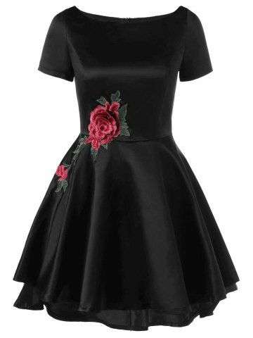 Applique Embellished Fit and Flare Dress