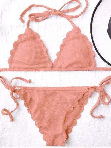 Scalloped String Bikini Set