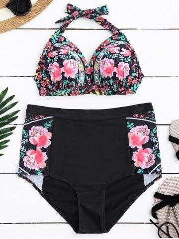 Floral Print High Waisted Bikini Set - Medium