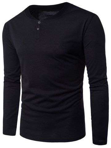 V Neck Long Sleeve Henley T shirt - Medium