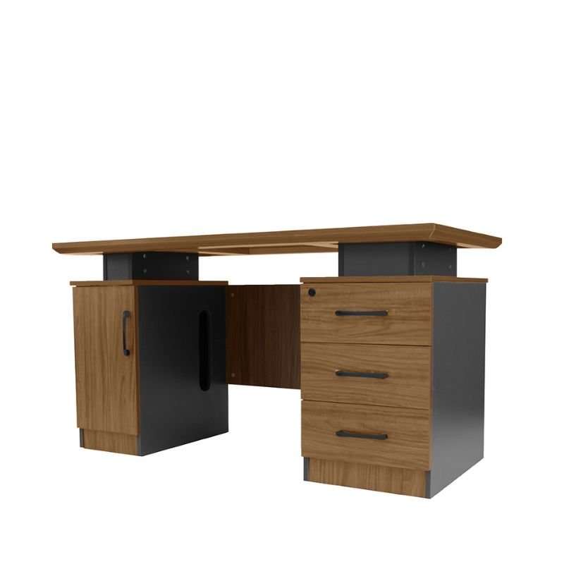 GOF Furniture - Morey Study Desk, Ebony - Cocoa Brown