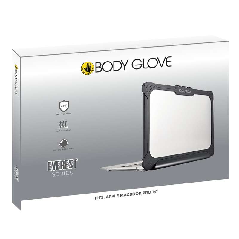 MacBook Pro 14 inch 2021 Case - Body Glove Everest Shell Cover - Clear and Black