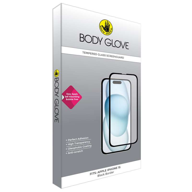 Apple iPhone 15 Body Glove Screen Protector - Black Border