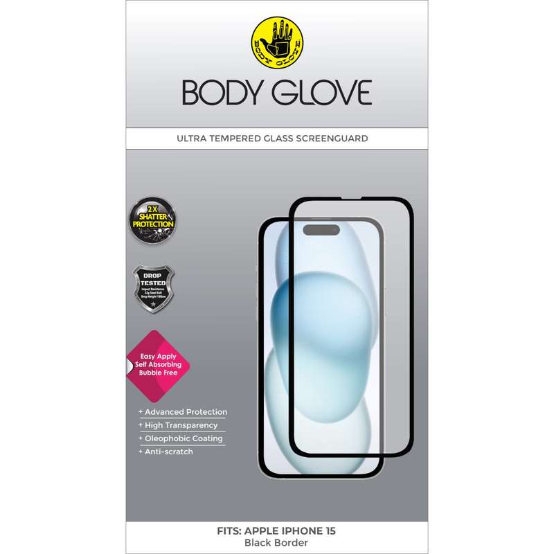 Apple iPhone 15 Body Glove Ultra Screen Protector - Black Border