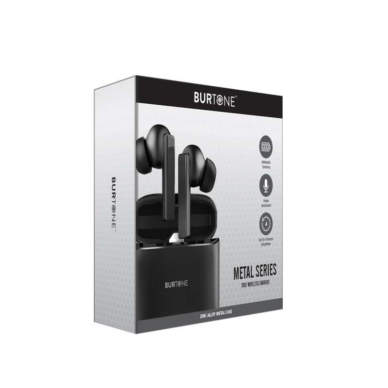 Burtone Metal Series Wireless Earbuds - Black