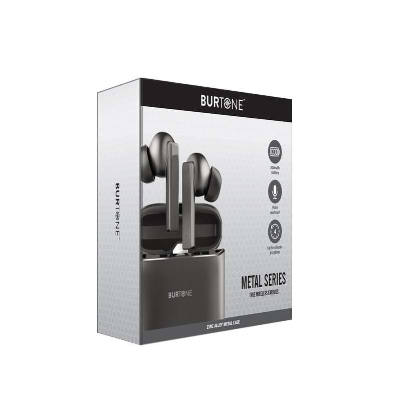 Burtone Metal Series Wireless Earbuds - Grey