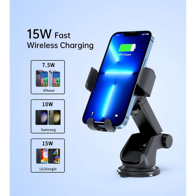 Choetech 15W Wireless Car Charger - Gravity Black