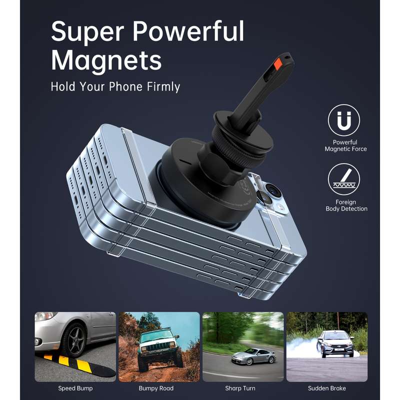 Choetech 15W Magnetic Wireless Car Charger - Black
