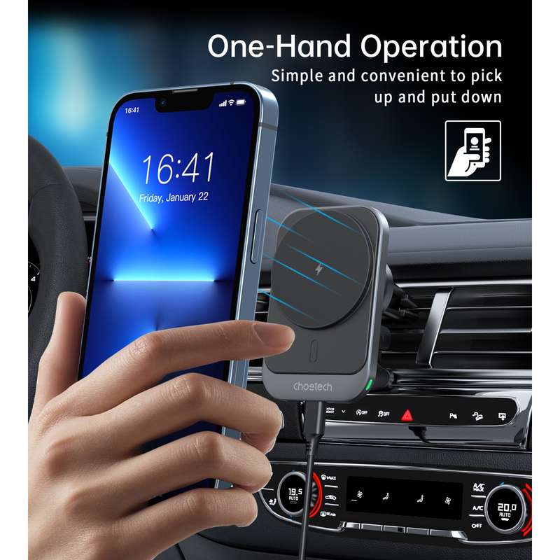 Choetech 15W Magnetic Car Charger - Wireless Black