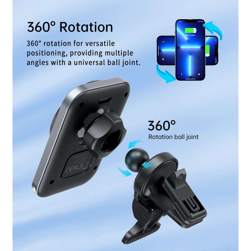 Choetech 15W Magnetic Car Charger - Wireless Black