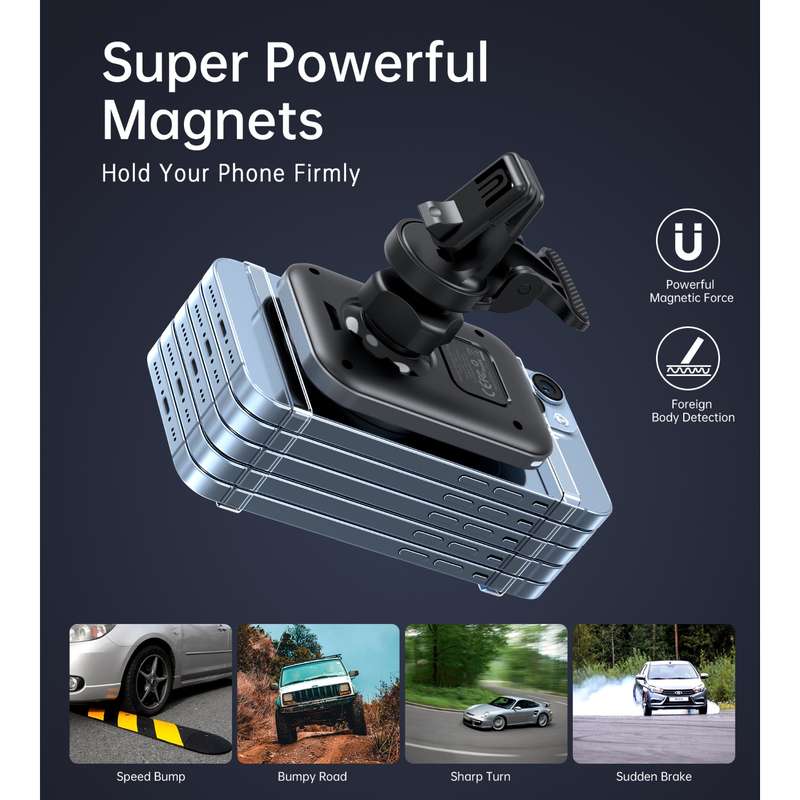 Choetech 15W Magnetic Car Charger - Wireless Black