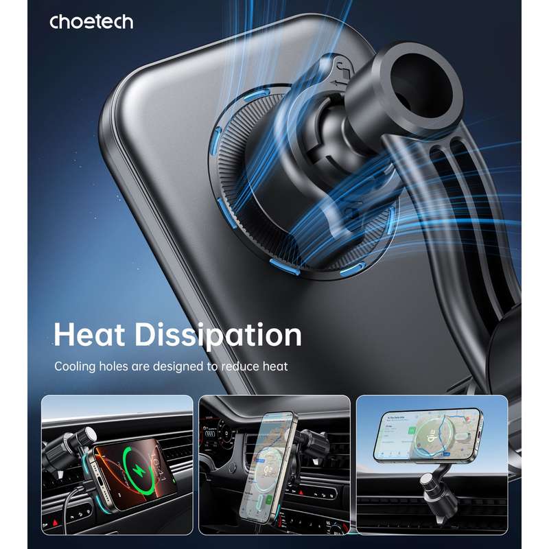 Choetech 15W Car Magnetic Wireless Charger - Black
