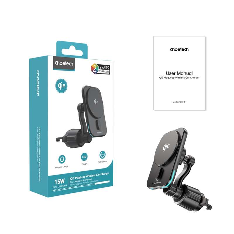 Choetech 15W Car Magnetic Wireless Charger - Black