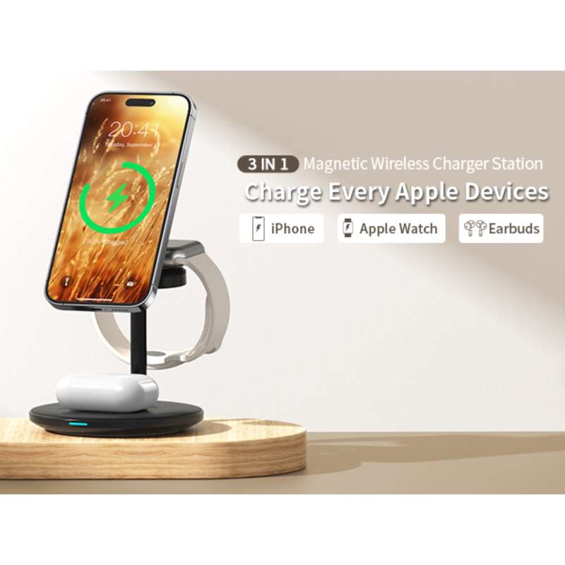 Choetech 15W Fast Wireless Charger - Magnetic Charging Stand