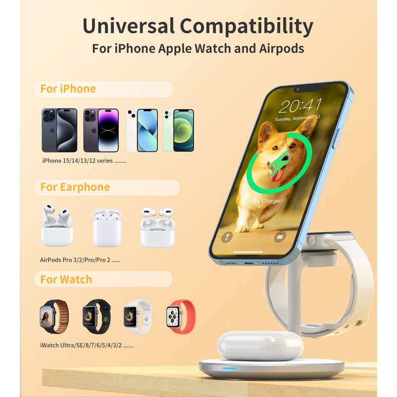 Choetech 15W Fast Wireless Charger - Charging Stand - White