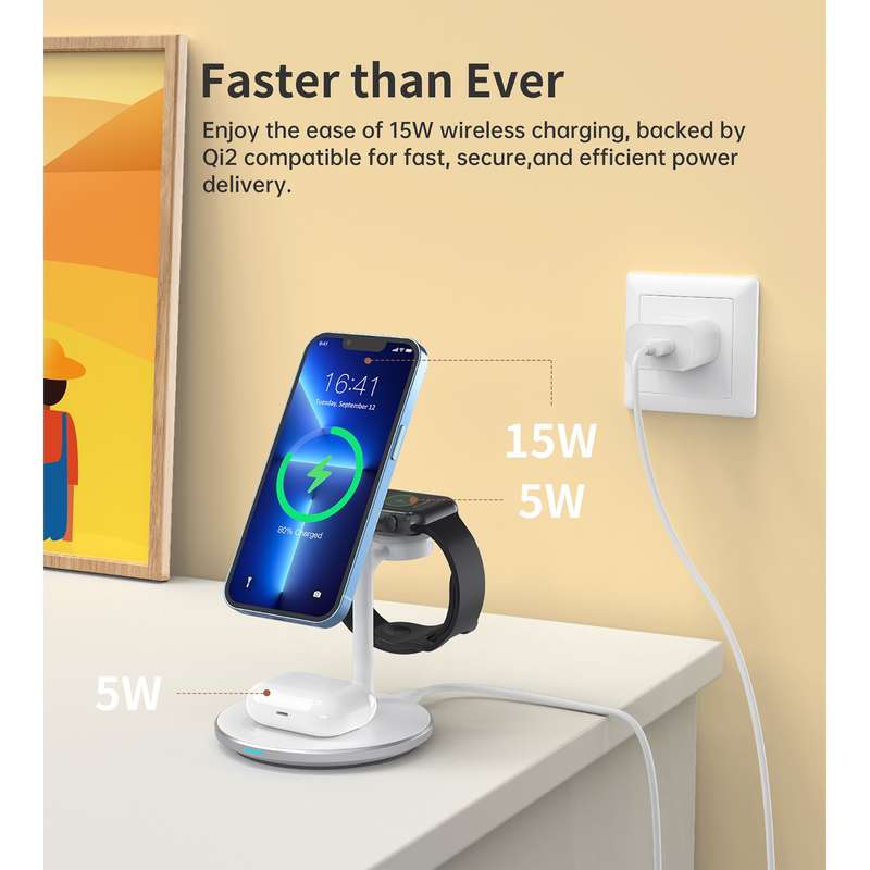 Choetech 15W Fast Wireless Charger - Charging Stand - White