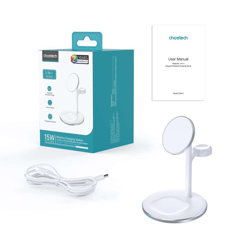Choetech 15W Fast Wireless Charger - Charging Stand - White