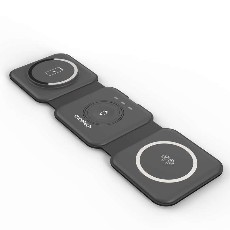 Choetech 15W Wireless Travel Charger - 3 in 1 Charging Pad