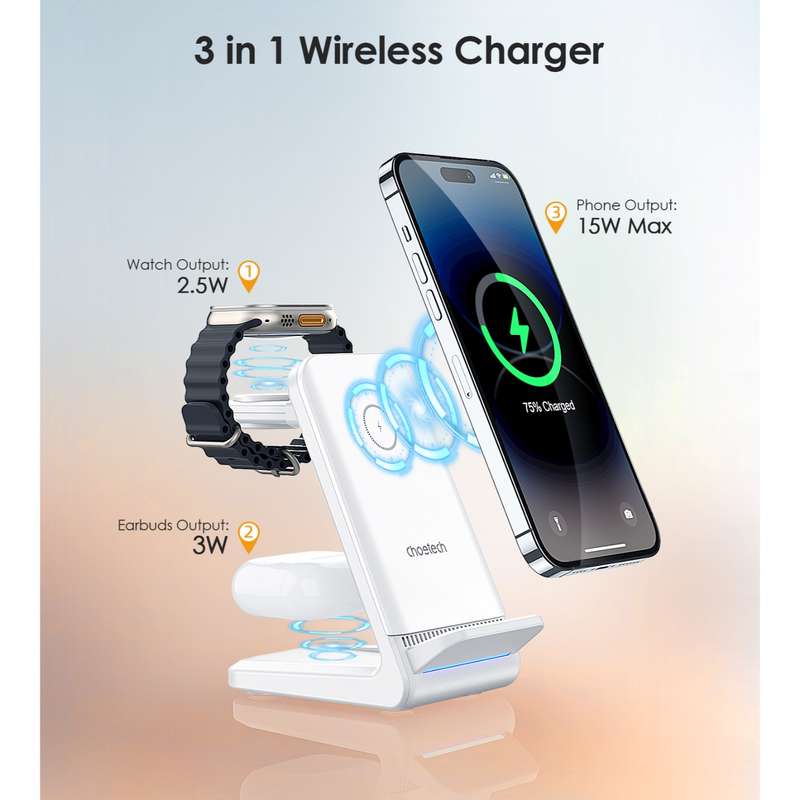 Choetech 15W Fast Wireless Charger - Magnetic Charging Station