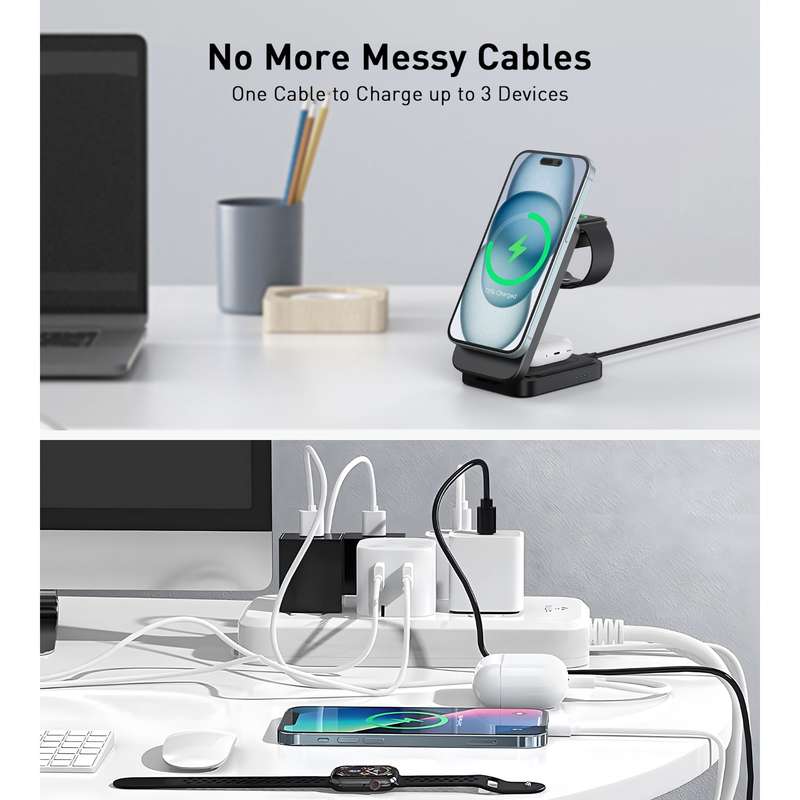 Choetech 15W Wireless Charger - 3 in 1 Magnetic Charging Stand