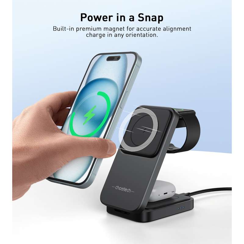 Choetech 15W Wireless Charger - 3 in 1 Magnetic Charging Stand