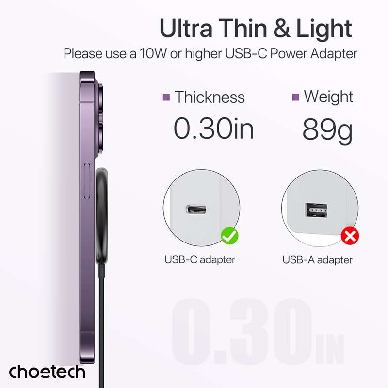 Choetech 15W Fast Wireless Charger With Stand - Black