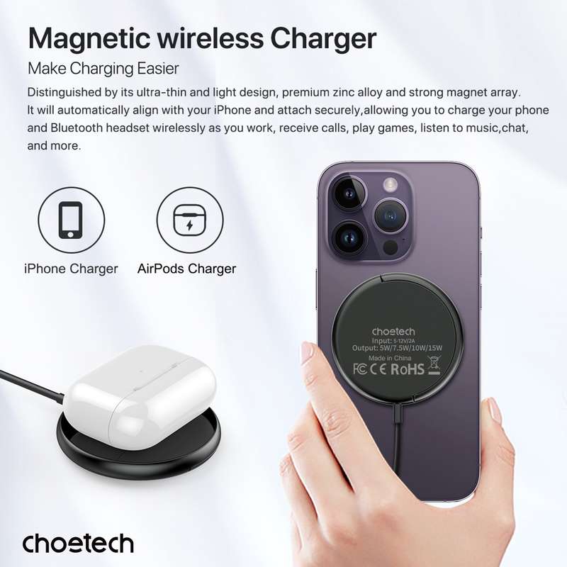 Choetech 15W Fast Wireless Charger With Stand - Black