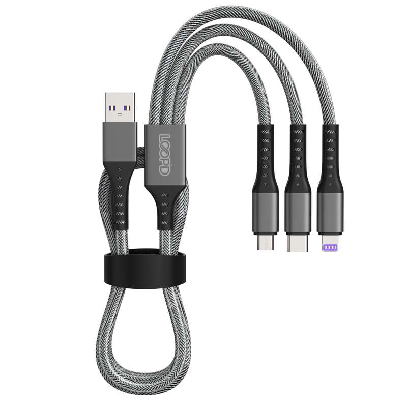 LOOPD Lite Multi Cable Lightning|Micro USB|Type C - 1.2m Grey