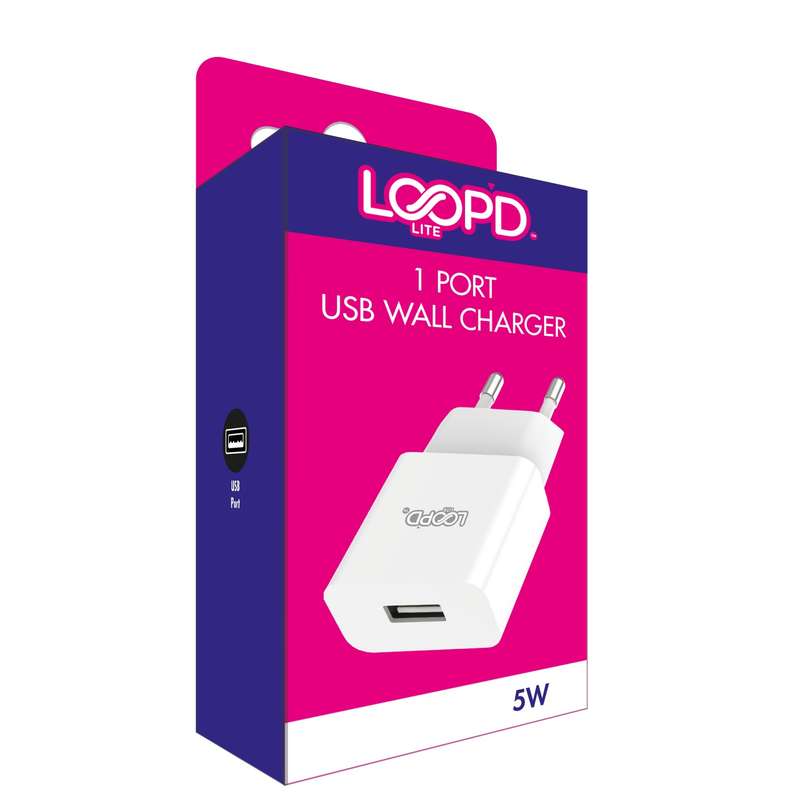 Loopd LITE Wall Charger - 1 Port Charging Adapter - White