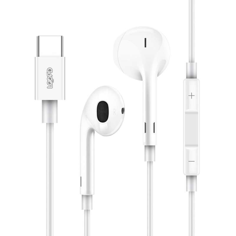 Loopd Lite Wired USB C in Ear Earphones - White