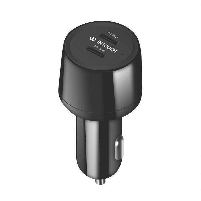 INTOUCH 40W Car Charger - 2 Port Fast Charge - Black