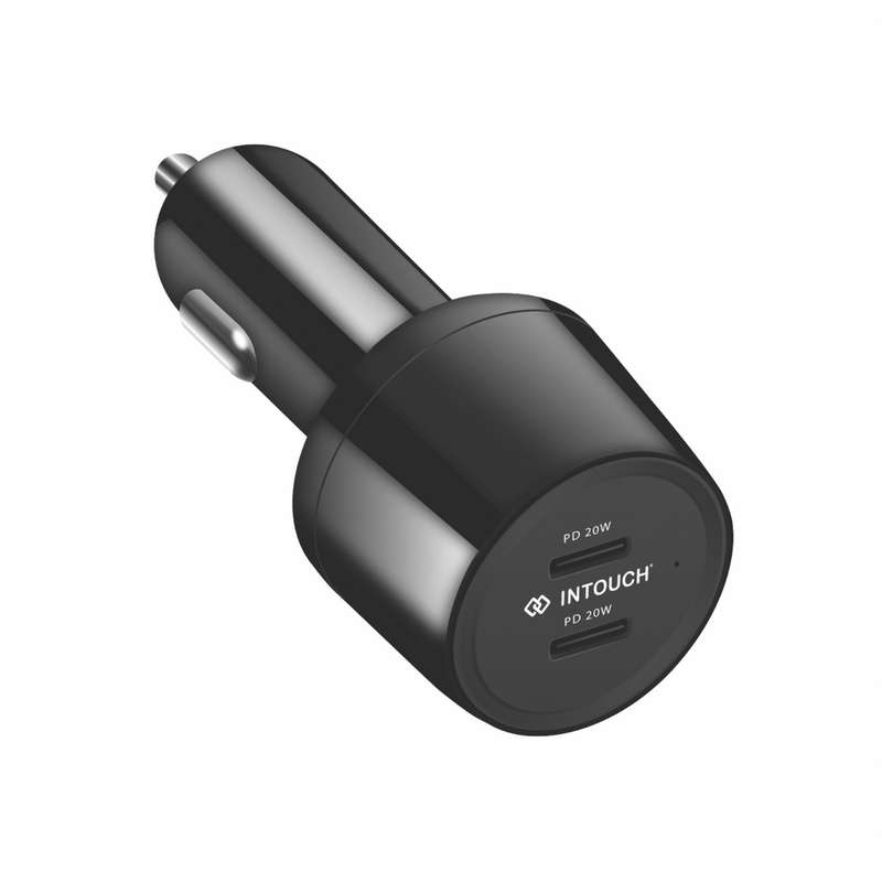 INTOUCH 40W Car Charger - 2 Port Fast Charge - Black