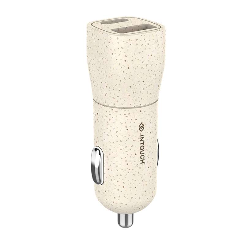 INTOUCH 20W Car Charger - 2 Port PD Fast Charger - Wheat Straw