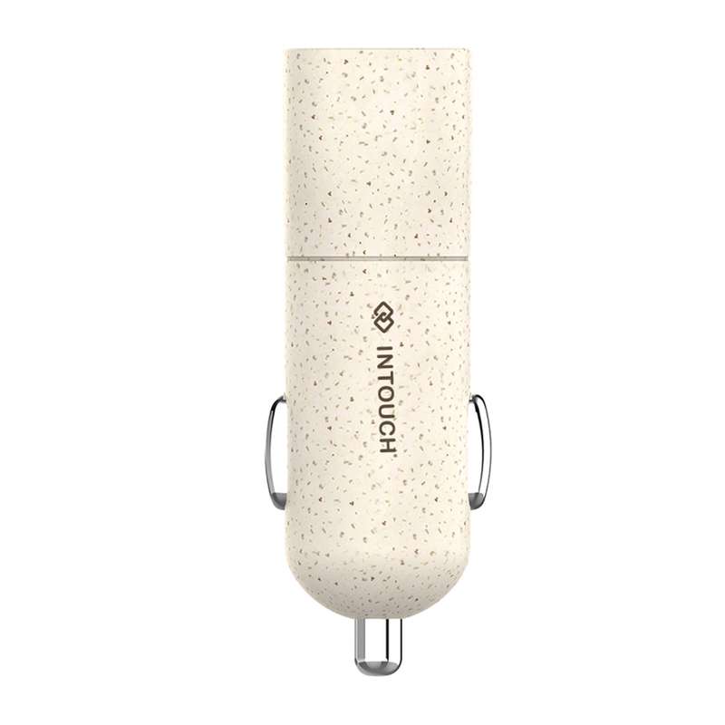 INTOUCH 20W Car Charger - 2 Port PD Fast Charger - Wheat Straw