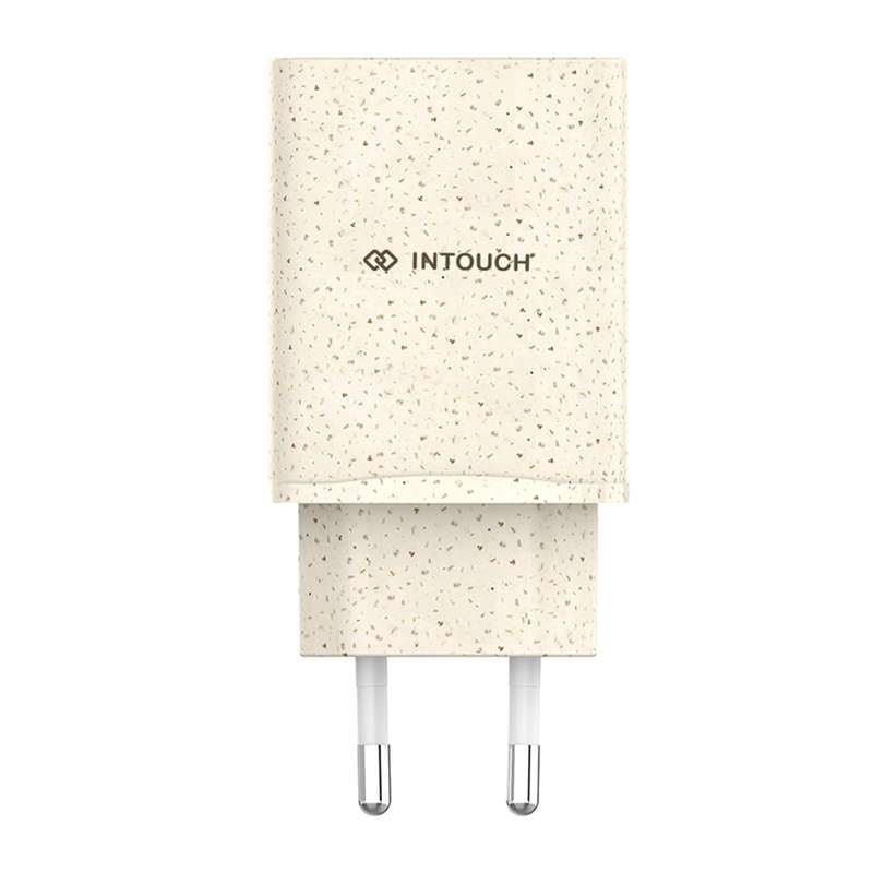 INTOUCH 20W Wall Charger - 2 Port PD Fast Charger - Wheat Straw