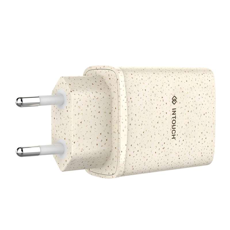 INTOUCH 20W Wall Charger - 2 Port PD Fast Charger - Wheat Straw