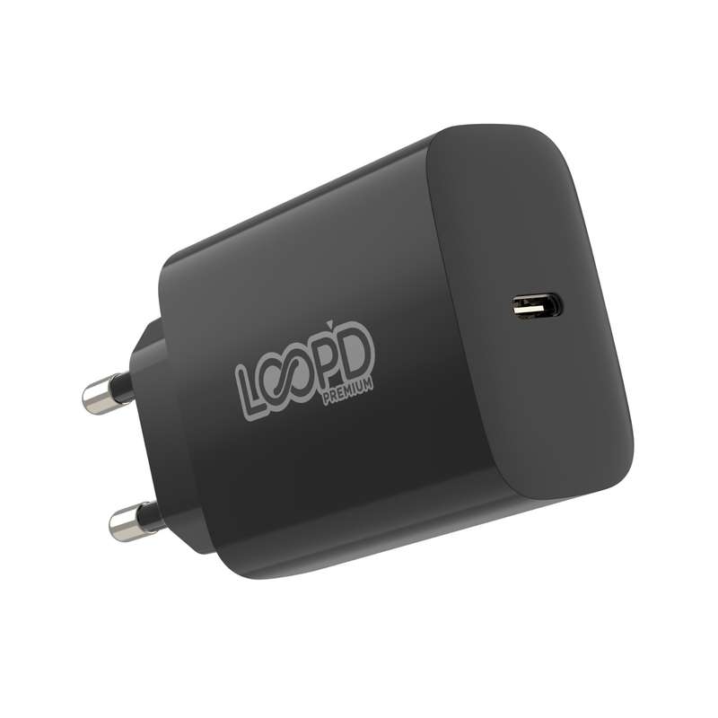 Loopd 20W Wall Charger - 1 Port Fast Charging Adapter - Black