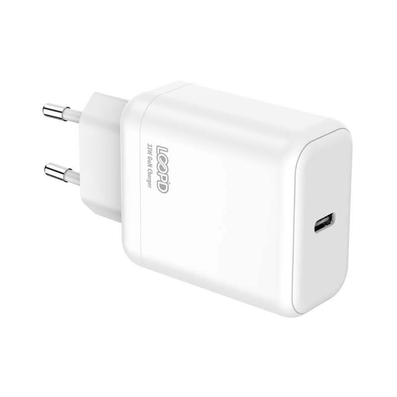 Loopd 33W Wall Charger - 1 Port Fast Charger - White