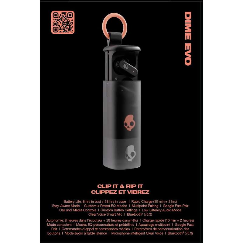 Skullcandy Dime Evo TWS True Wireless Earbuds - Black