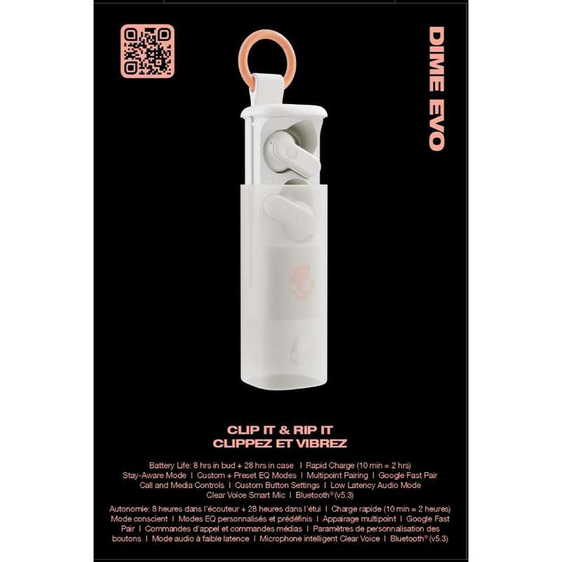 Skullcandy Dime Evo TWS True Wireless Earbuds  Bone